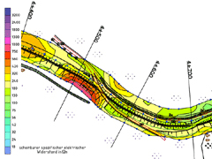 Ausschnitt der Widerstandsverteilung im Deichvor- und -hinterland (Fl�chenverteilung)
