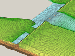 Modellnetz am Einlaufbauwerk des Muldestausees
